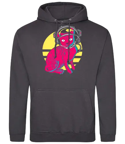 Space Cat - space, cat, neko, astronaut, fun, retro, 80s - Standard Hoodie