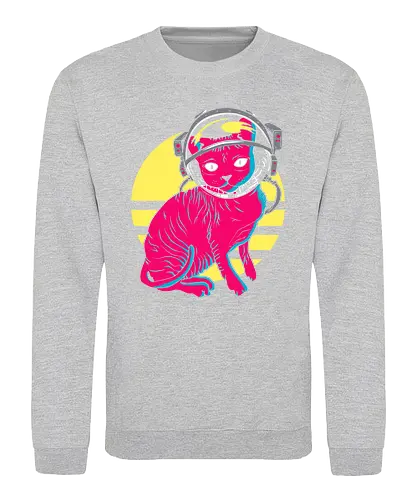 Space Cat - space, cat, neko, astronaut, fun, retro, 80s - Sweatshirt