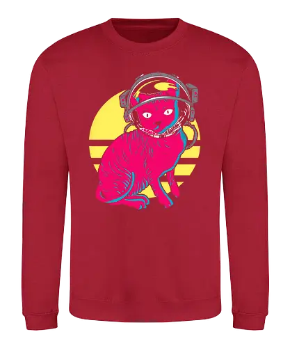 Space Cat - space, cat, neko, astronaut, fun, retro, 80s - Sweatshirt