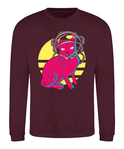 Space Cat - space, cat, neko, astronaut, fun, retro, 80s - Sweatshirt