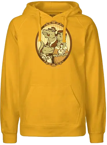 Family Portrait - dino, dinosaur, trex, tyrannosaurus, rex, dinosaurier, family, portrait, familie, chicken, huhn - Fairtrade Hoodie