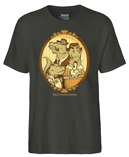Family Portrait - dino, dinosaur, trex, tyrannosaurus, rex, dinosaurier, family, portrait, familie, chicken, huhn - Fairtrade T-Shirt