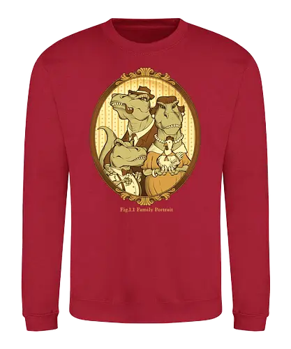 Family Portrait - dino, dinosaur, trex, tyrannosaurus, rex, dinosaurier, family, portrait, familie, chicken, huhn - Sweatshirt