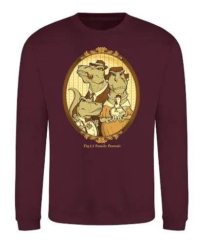 Family Portrait - dino, dinosaur, trex, tyrannosaurus, rex, dinosaurier, family, portrait, familie, chicken, huhn - Sweatshirt
