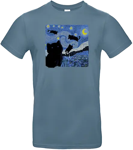 The Starry Cat Night - art, kunst, starry night, van gogh, cat, katze, nacht, sterne - Standard T-Shirt