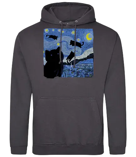 The Starry Cat Night - art, kunst, starry night, van gogh, cat, katze, nacht, sterne - Standard Hoodie