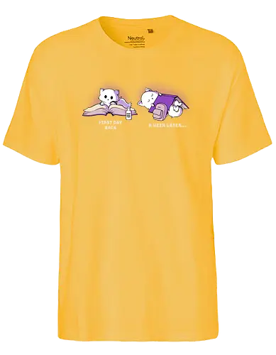 Back to school - cat, neko, school, Schulstart, katze - Fairtrade T-Shirt