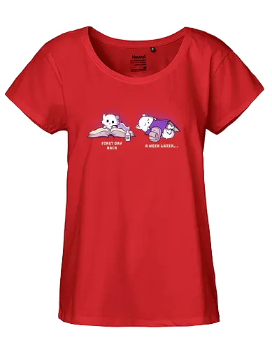 Back to school - cat, neko, school, Schulstart, katze - Fairtrade Girl Shirt