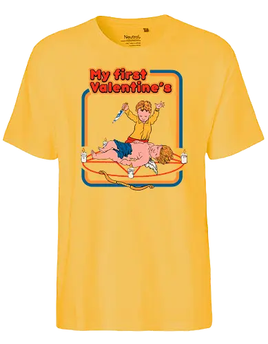 First Valentine's - fun, meme, Valentine, 70s, My First, Valentinstag - Fairtrade T-Shirt