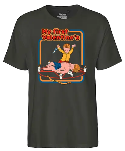 First Valentine's - fun, meme, Valentine, 70s, My First, Valentinstag - Fairtrade T-Shirt