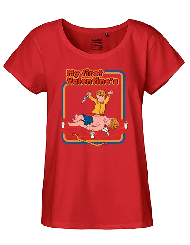 First Valentine's - fun, meme, Valentine, 70s, My First, Valentinstag - Fairtrade Girl Shirt