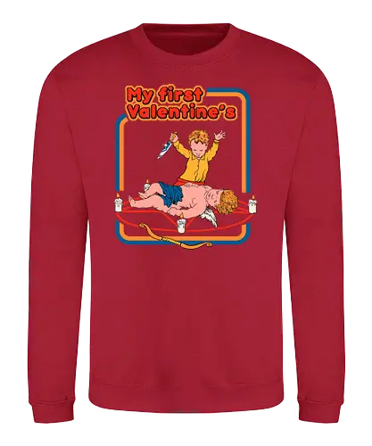 First Valentine's - fun, meme, Valentine, 70s, My First, Valentinstag - Sweatshirt