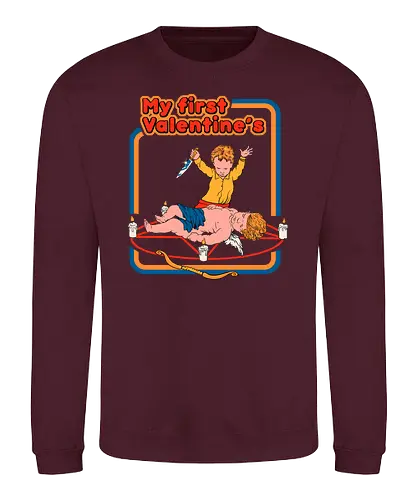 First Valentine's - fun, meme, Valentine, 70s, My First, Valentinstag - Sweatshirt
