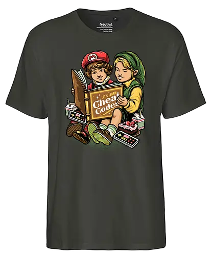 Lets Learn Cheat Codes - gaming, jump'n'run, mario, hero, time, Cheats - Fairtrade T-Shirt