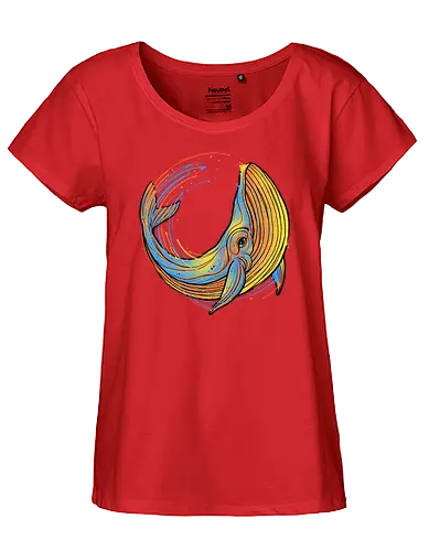 A colorful swim - whale, wal, meer, ocn, s - Fairtrade Girl Shirt
