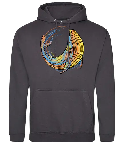 A colorful swim - whale, wal, meer, ocn, s - Standard Hoodie