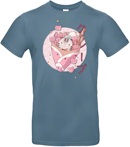 Kawaii Crêpe - kawaii, Crepe, cat, bubble, Waffle, Waffel, sweets, katze - Standard T-Shirt