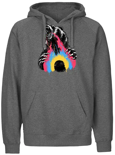 Angry Bear Don’t Care - rainbow, regenbogen, bär, bunt - Fairtrade Hoodie