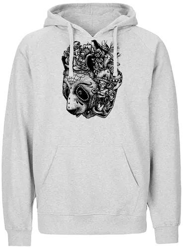 Day of the Panda - samurai, panda, Día de los Muertos, Sugar skull, tattoo, day of the dd - Fairtrade Hoodie