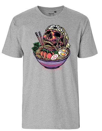 Death by Ramen - skull, ramen, skeleton, skelett, schädel, death - Fairtrade T-Shirt