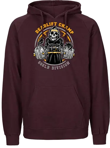Deadlift Champ - gym, sensenmann, dark, katze, cat, reaper, fitness - Fairtrade Hoodie