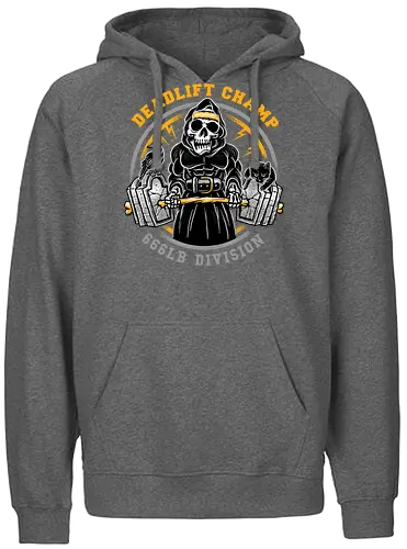 Deadlift Champ - gym, sensenmann, dark, katze, cat, reaper, fitness - Fairtrade Hoodie