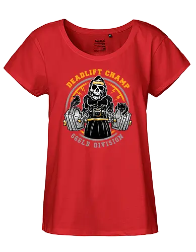 Deadlift Champ - gym, sensenmann, dark, katze, cat, reaper, fitness - Fairtrade Girl Shirt