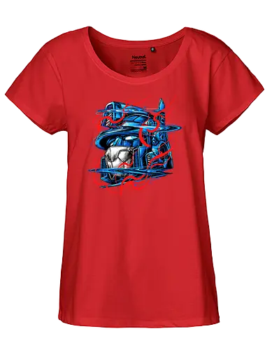 Glitchy Flames - robot, samurai, mecha, cyborg, Glitch - Fairtrade Girl Shirt