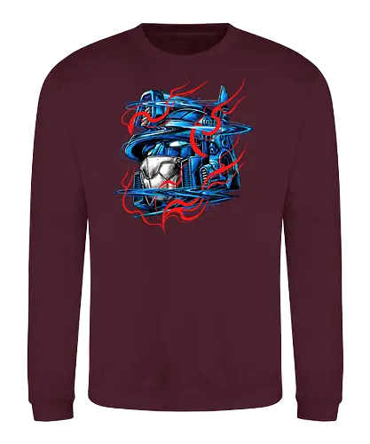 Glitchy Flames - robot, samurai, mecha, cyborg, Glitch - Sweatshirt