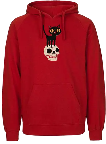 Look What The Cat Dragged In - cat, katze, skull, schädel, tod, dth - Fairtrade Hoodie