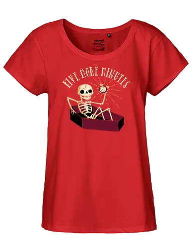 Five More Minutes - Coffin, skeleton, sleep, 5 more minutes, Noch 5 Minuten - Fairtrade Girl Shirt