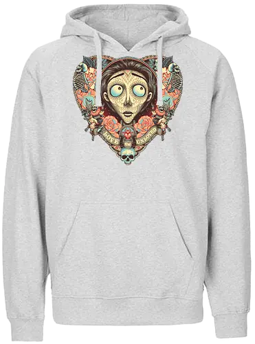 The Lovely Groom - groom, bride, corpse, horror, halloween, Sugar skull, Día de los Muertos - Fairtrade Hoodie