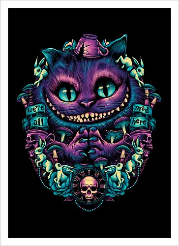 The Cat of Mischief - grinsekatze, cheshire cat, alice, wonderland, wunderland, lewis carroll - Artprint