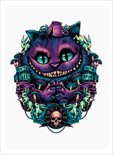 The Cat of Mischief - grinsekatze, cheshire cat, alice, wonderland, wunderland, lewis carroll - Artprint