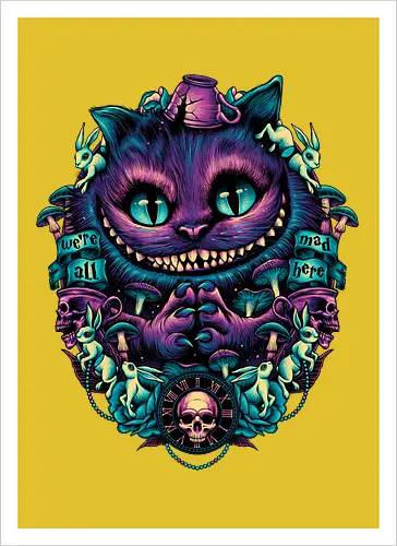 The Cat of Mischief - grinsekatze, cheshire cat, alice, wonderland, wunderland, lewis carroll - Artprint