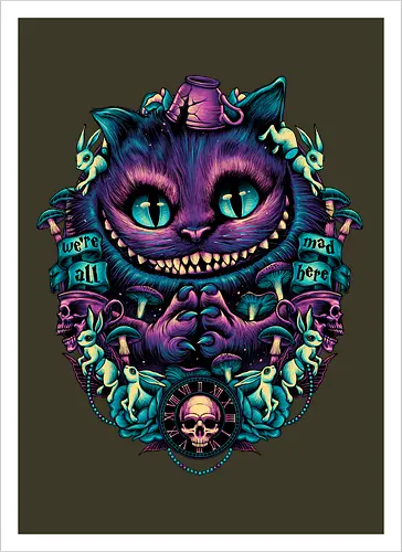 The Cat of Mischief - grinsekatze, cheshire cat, alice, wonderland, wunderland, lewis carroll - Artprint