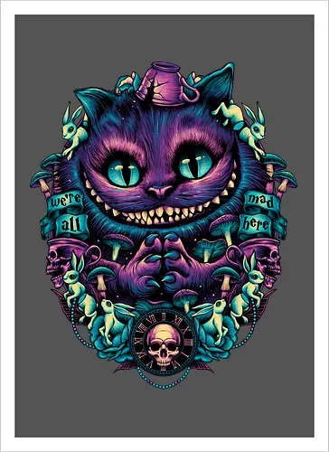 The Cat of Mischief - grinsekatze, cheshire cat, alice, wonderland, wunderland, lewis carroll - Artprint