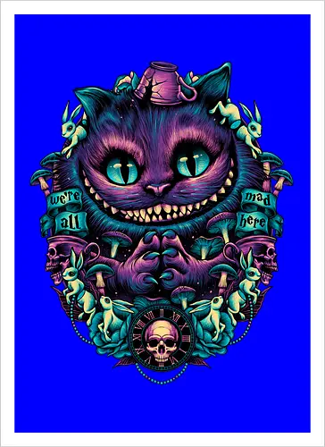 The Cat of Mischief - grinsekatze, cheshire cat, alice, wonderland, wunderland, lewis carroll - Artprint