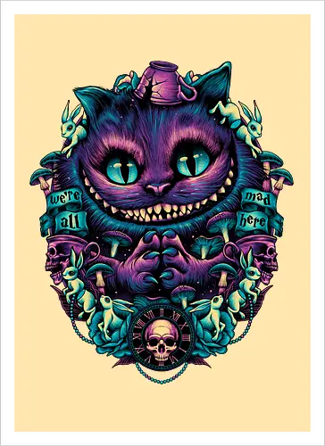 The Cat of Mischief - grinsekatze, cheshire cat, alice, wonderland, wunderland, lewis carroll - Artprint