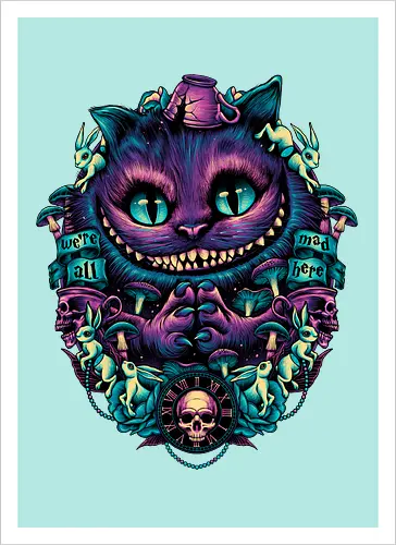 The Cat of Mischief - grinsekatze, cheshire cat, alice, wonderland, wunderland, lewis carroll - Artprint