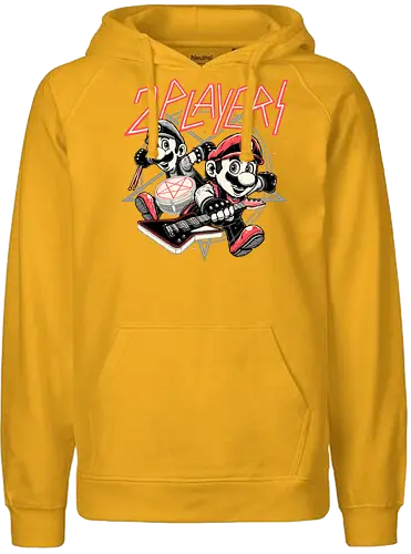 2 Players - player 2, mario, mashup, metal - Fairtrade Hoodie