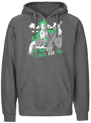 Zoro Typography - one, piece, Zoro, anime, manga - Fairtrade Hoodie