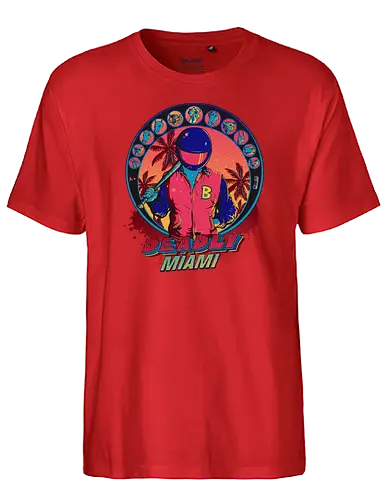 Deadly Miami - hotline, miami, indy, gaming, heist - Fairtrade T-Shirt
