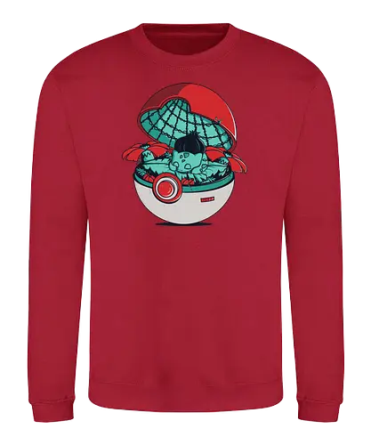 Green Poke House - pocket, mon, monster, gaming, anime, ball, retrogames, grass - Sweatshirt