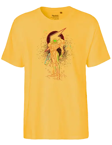 shadow of bounty hunter - Bounty Hunter, platformer, aliens, mother, classic games, retrogames, Bounty Huntervania - Fairtrade T-Shirt