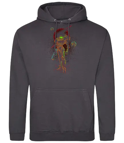 shadow of bounty hunter - Bounty Hunter, platformer, aliens, mother, classic games, retrogames, Bounty Huntervania - Standard Hoodie