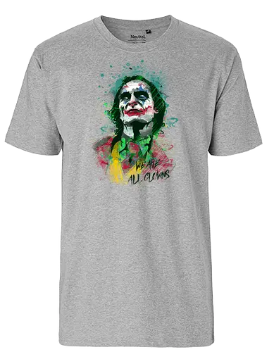 We are all Clowns - clown, watercolor, splatter, comic, Oscar - Fairtrade T-Shirt
