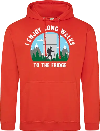 I enjoy long walks to the fridge