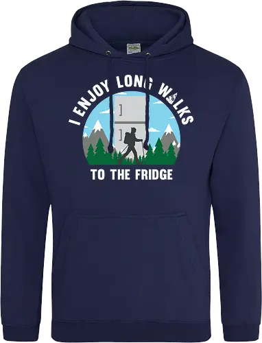 I enjoy long walks to the fridge