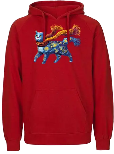 Starry cat - katze, van gogh - Fairtrade Hoodie